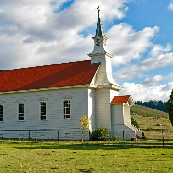 image of church on grass plot