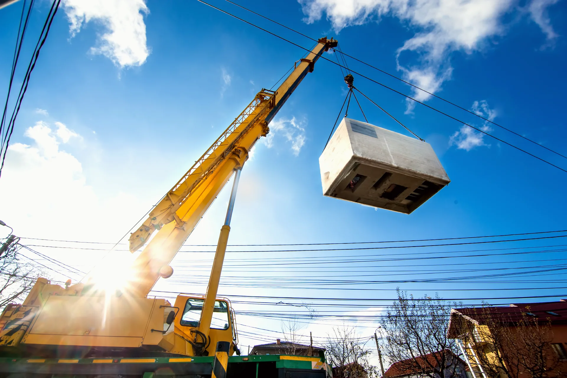 commercial hvac system dropped by crane