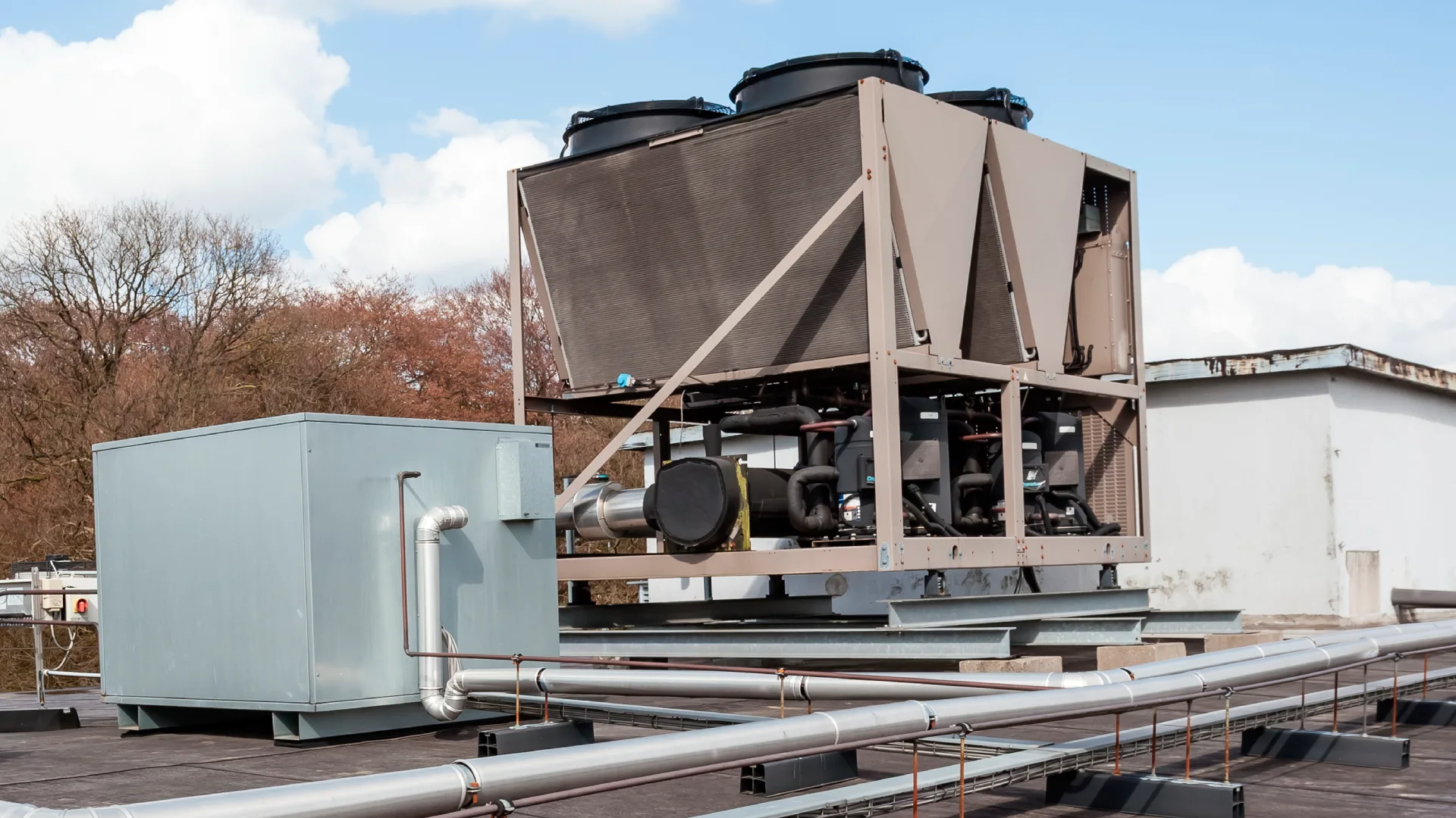 large commercial hvac units on flat roof