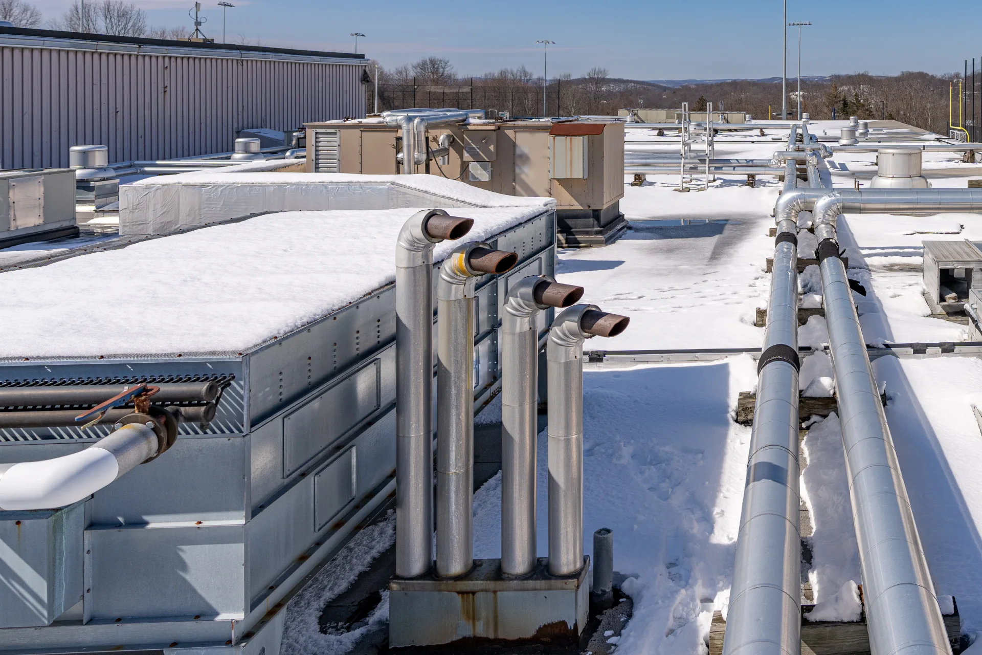 snowy rooftop hvac system